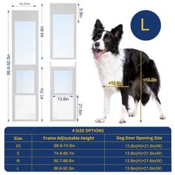 Patio Dog Door for Sliding Glass Doors Adjustable Height 86.6” to 92.5" L