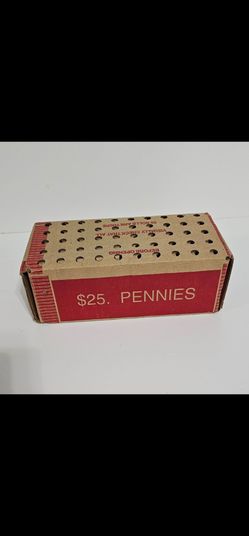 SEALED $25 BANK BOX, 2,500 PENNIES 50 ROLLS Find wheats, copper, & errors $1.50 per roll.  NO NEW PENNIES. READ DETAILS
