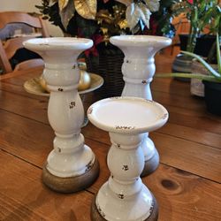 White Glass Candle Holders