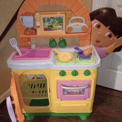 Vintage Dora Talking Kitchen & Disney Minnie Mouse Cart (read Description Below)