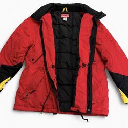 Vintage 90s Marlboro Country Store Red Down Parka Jacket