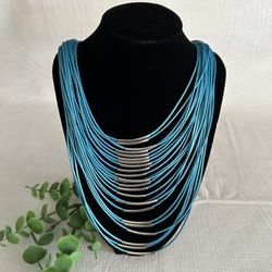 🩵CHARMING CHARLIE • Turquoise Cascading Cord Necklace