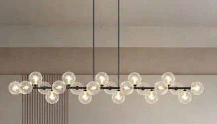 Matte Black Sputnik Chandelier 22 light G9 bulb 70.8-inch metal frame with Clear striped glass shades, Dimmable , No Bulbs Included comes with 12 adju