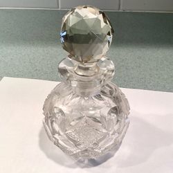 Antique T.G. Hawkes Signed Crystal Cut Glass Perfume Bottle Globe Stopper American Brilliant Period Early 1900s 