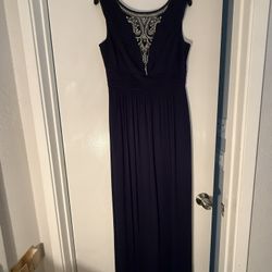 Floor Length Dress Gown Dark Blue