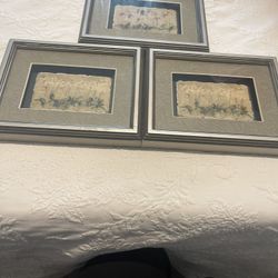 Cherie Blum (3) Paintings On Stone Tiles If Dancing Flowers In Shadow Boxes 9x7
