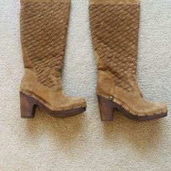 Authentic UGG Tall Chestnut Suede Clog Boot