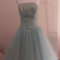 Mori Lee Aqua Sequined In Size 9/10.