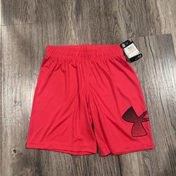 NEW WITH TAG - Boys Under Armour Heat Gear Red Athletic Shorts. Size 7.