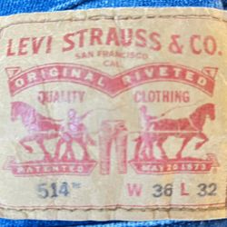 LEVIS Jeans 36 x 32 Blue 514 • No Tears • Mezclilla 👖 
