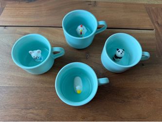 ZaH 3D Mug Animal Inside Cup Cartoon Ceramics Figurine Teacup
