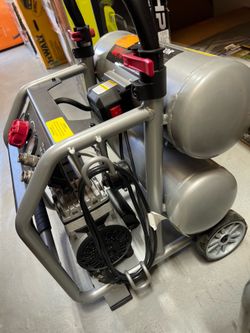 Husky 4.5 Gal. 175 PSI Portable Electric Oil-Free Quiet Twin Stack Jobsite Air Compressor ( used - like new)