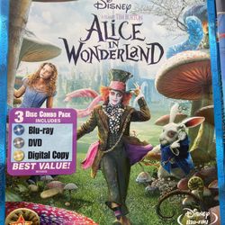 Disneys Alice in Wonderland Blu- Ray DVD Digital Movie Set W/ Johnny Depp 