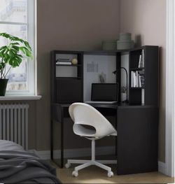 Black Corner Desk with Shelving Unit
