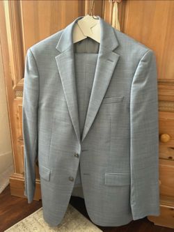 Calvin Klein Men's Light Blue 3-Piece Slim Fit Suit