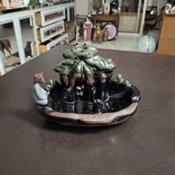 Japanese Old Man Statue Stick/Cone Incense Burner, Back Flow Cones Create Smoke Cascade Effect 7.75"W X 5"H