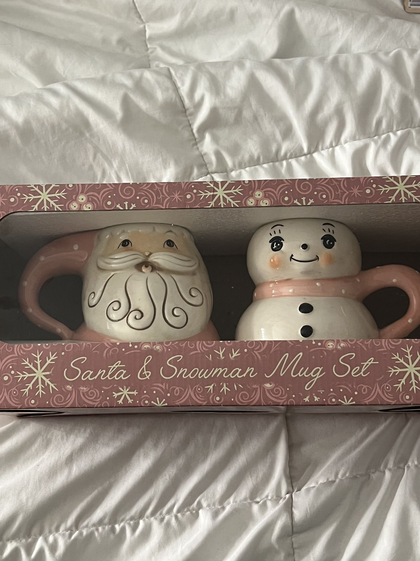 Johanna Parker Santa And Reindeer Pink Christmas Mug Set