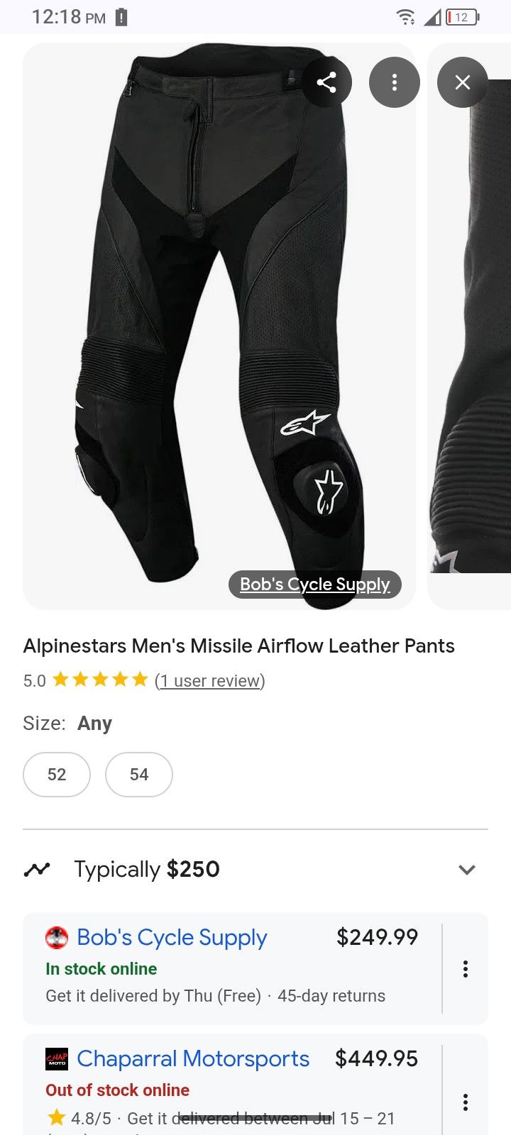 Alpinestars Men's Missile Airflow Leather Pants