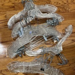Set of  5 Clear Plastic Hangers with Clips - Size M