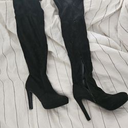 Womens Black Thigh High Boots Size 9
