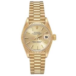 *1985 Rolex 26mm Presidential 18K Gold Watch with Champagne Dial and Fluted Bezel. (Pre-Owned 6917)