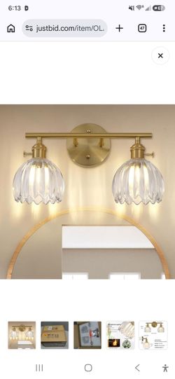 2-Light Gold Vanity Wall Light Fixture