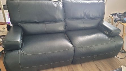 Green-blue leather couch