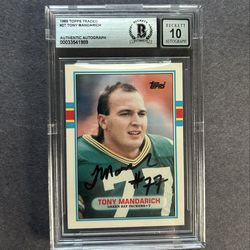 1989 Topps Traded #2T Tony Mandarich rookie card signed. Negotiable
