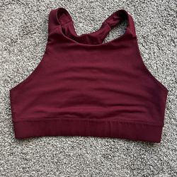 Burgundy racerback sports bra/crop top