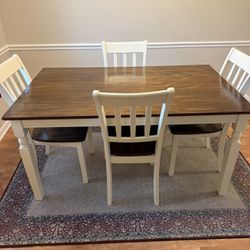 Wooden Dining Room Table With 4 Wooden Chairs