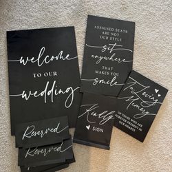 Black And White Wedding Signs Set