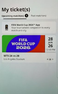 4 tickets Match 73 Canada vs South aafrica