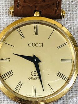 GUCCI Sherry line Gold Plated / Leather gold Dial Quartz Men's