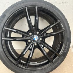 Set of 4 OEM BMW 19” Gloss Black Alloy Wheels with Michelin Pilot Sport All Season Tires
