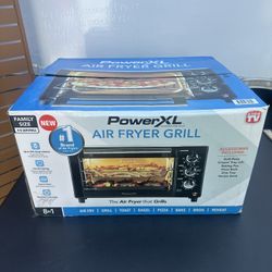 PowerXL Air Fryer Grill Family Size 8-in-1 Countertop Oven w/ Accessories New Open Box
