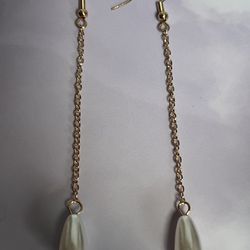 Stunning Long Teardrops Gold Plated Chain Earrings