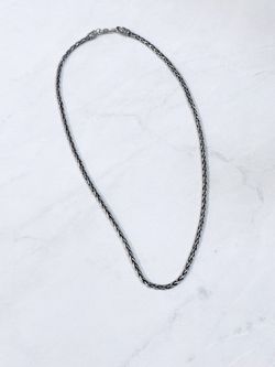 Real S925 Sterling Silver Chain Men’s 1mm Round Wheat Link Necklace 19.inch long