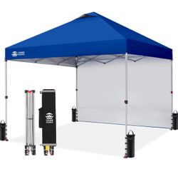 ABCCANOPY 8X8 Pop Up Canopy with 1 Side Wall, Beach Tent, Navy Blue