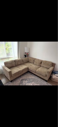 Corduroy L Shaped Sectional Couch, Seats 5, $375