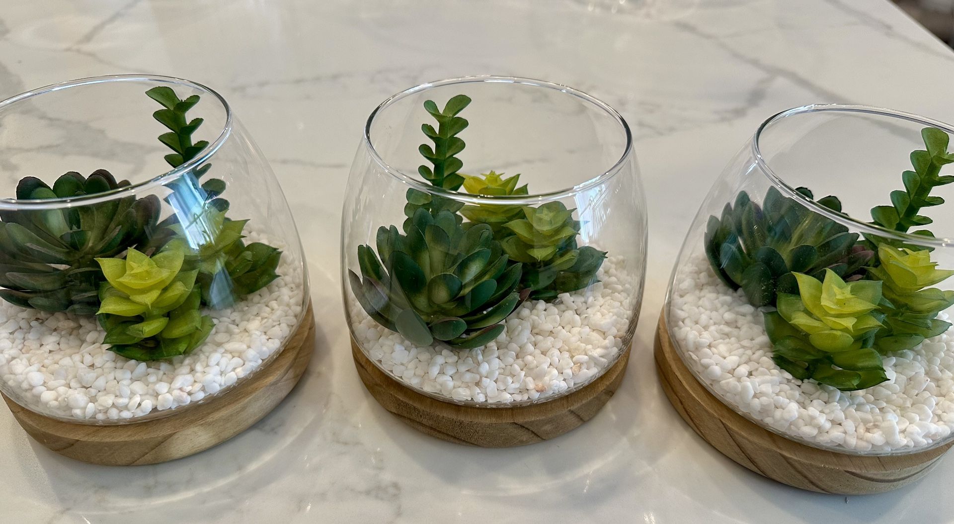 Tabletop Faux Succulent Glass Terrarium 