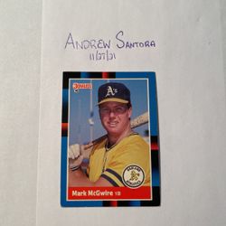 1988 Donruss Mark McGwire Oakland Athletics #256 Baseball Card