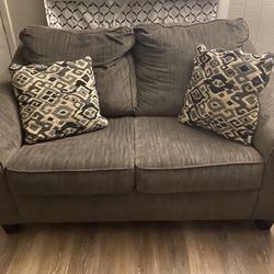 Grey/Navy Blue Couches With Pillows 