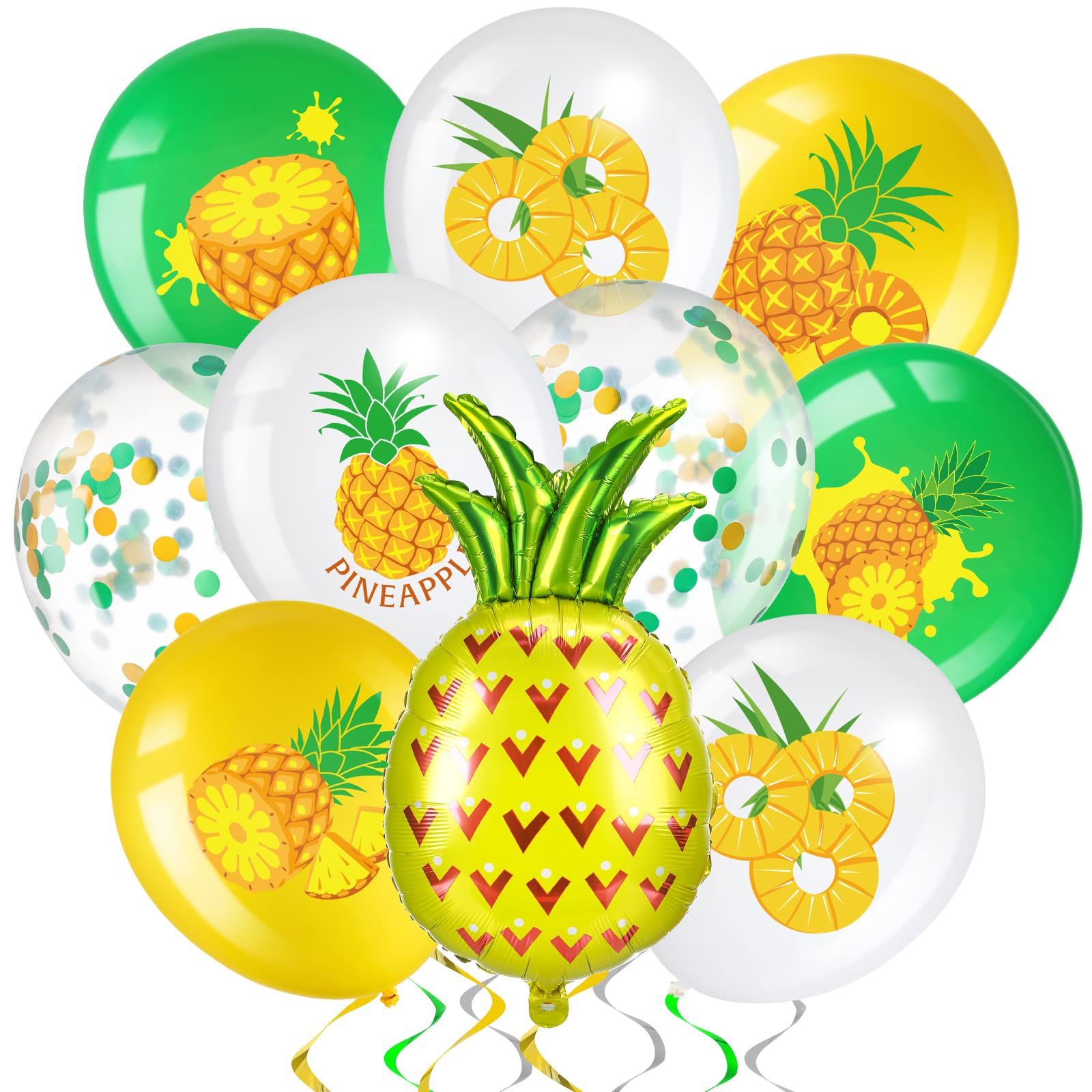 40 Pcs Pineapple Party Decoration Balloons Summer Beach Hawaiian FlamingoTropical Theme Party Pineapple Balloons For Birthday Baby Shower Wedding Part