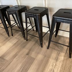 Set Of 4 Metal Barstools 