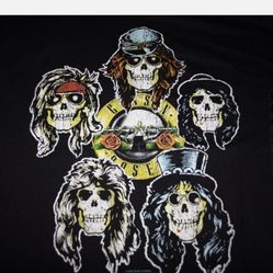 MENS HANES HEAVYWEIGHT GUNS N ROSES GNR ROCK SHIRT BLACK PRESHRUNK 4 FACES