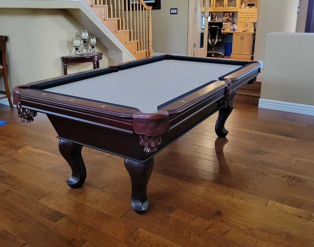 8ft Dark Cherry Pool Table With Everything, Delivery And Setup Included 