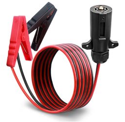 Alligator Clips to 7 Way Trailer Plug Cable, 6.5FT 10 AWG 12V, Battery Power Access to Crocodile Clip Quick Connector Jumper Cables for RV Truck