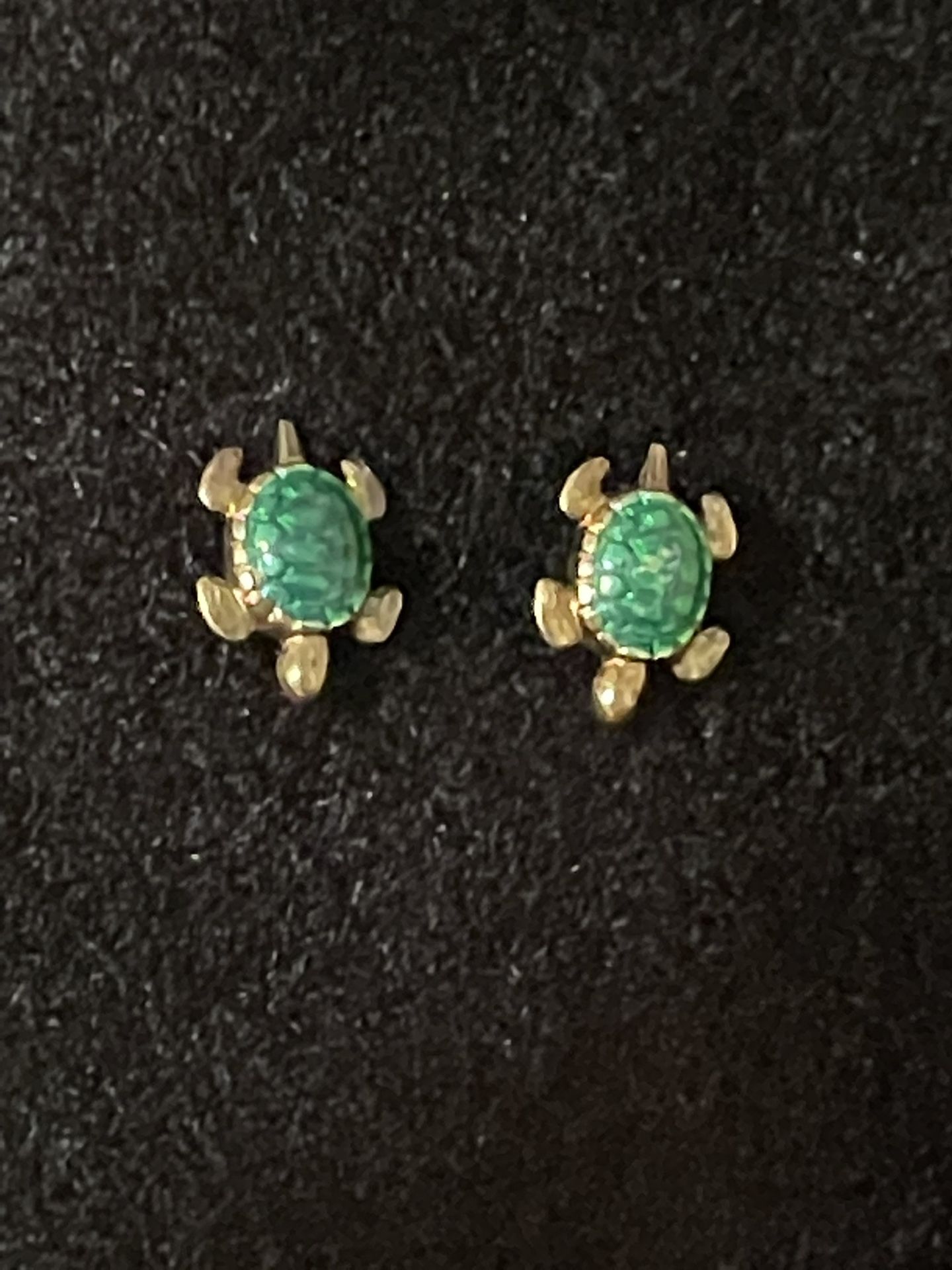Cute Green Turtle Earrings Sterling Silver