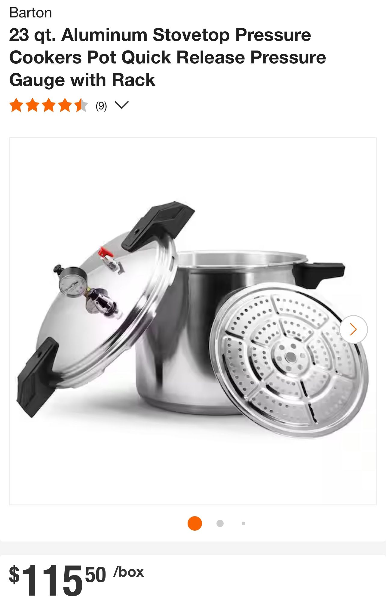 Barton 23 qt. Aluminum Stovetop Pressure Cookers Pot Quick Release Pressure Gauge with Rack