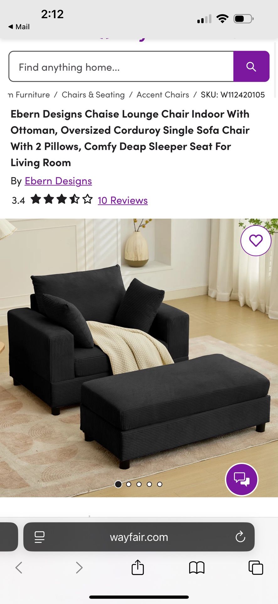 Chaise Lounge Chair W/ottoman